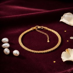 Bransoletka damska bismark stal szlachetna pozłacana 316L 22 cm