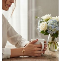 Bransoletka damska srebrna pozłacana koniczynka serce próba 925 walentynki