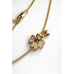 Bransoletka damska srebrna pozłacana koniczynka serce próba 925 walentynki