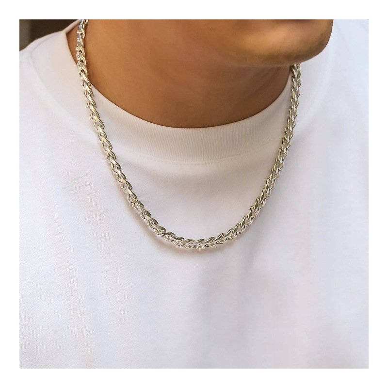 Łańcuszek męski srebrny łańcuch pancerka 6 mm 50 cm diamentowany 316L