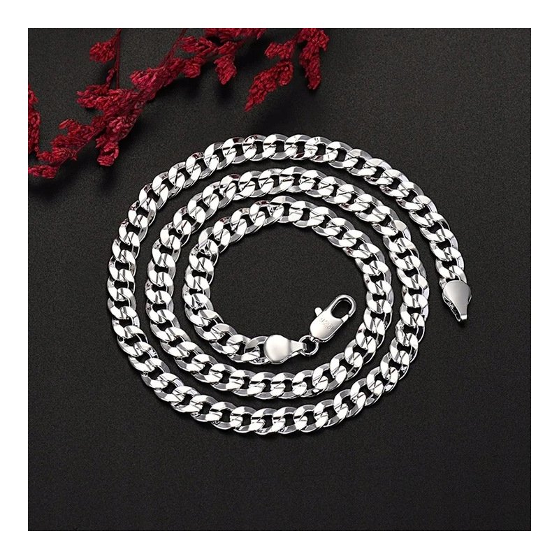 Łańcuszek męski srebrny łańcuch pancerka 6 mm 50 cm diamentowany 316L