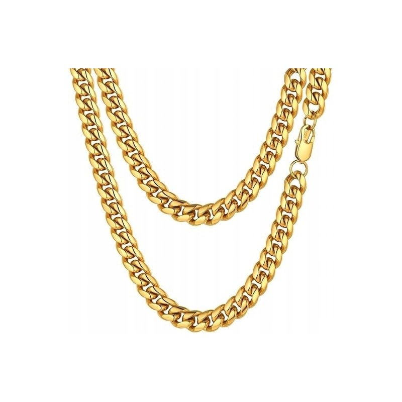 Łańcuszek męski łańcuch pancerka pozłacana 8 mm 55 cm diamentowany