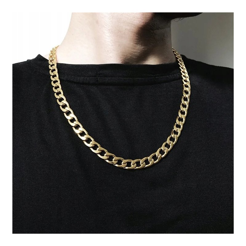 Łańcuszek męski łańcuch pancerka pozłacana 8 mm 55 cm diamentowany