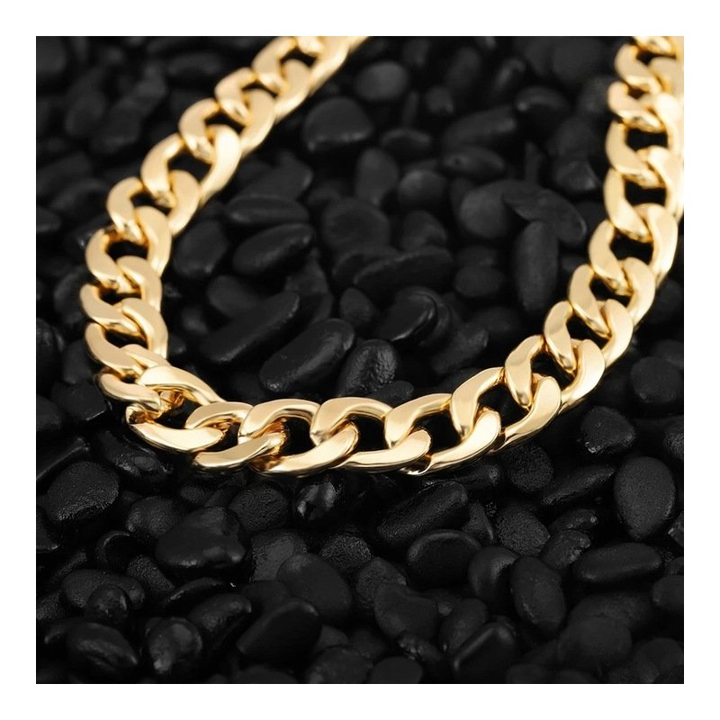 Łańcuszek męski łańcuch pancerka pozłacana 8 mm 55 cm diamentowany