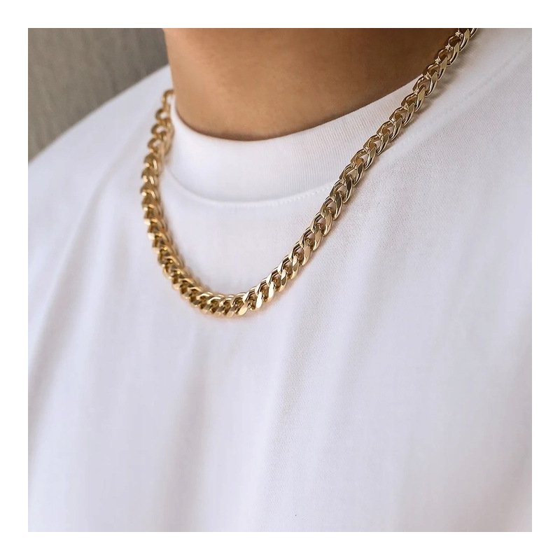 Łańcuszek pozłacany łańcuch pancerka stal chirurgiczna 6 mm 55 cm 316L