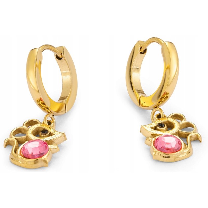 Kolczyki wiszące dla dzieci myszki pozłacane stal szlachetna 316L