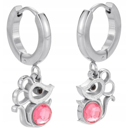 Srebrne kolczyki wiszące dla dziewczynki stal szlachetna chirurgiczna 316L