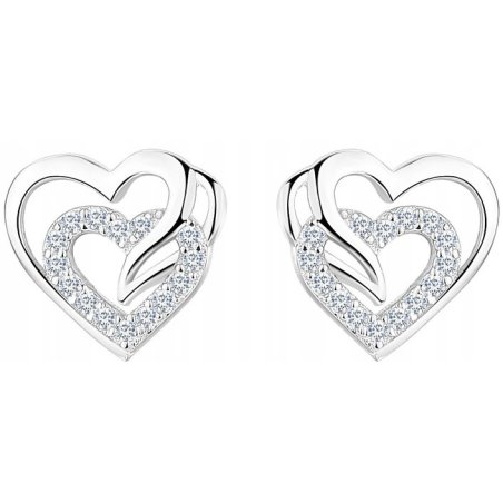 Srebrne kolczyki antyalergiczne serca stal szlachetna chirurgiczna 316L