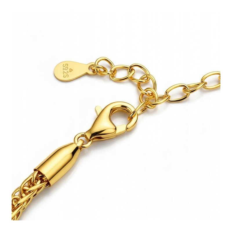 Bransoletka damska srebrna pozłacana serca cyrkonie próba 925 walentynki