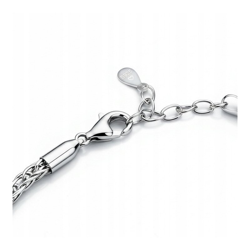 Bransoletka damska srebrna serca cyrkonie srebro próba 925 walentynki