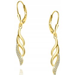 Długie kolczyki wiszące pozłacane fala antyalergiczne stal szlachetna 316L