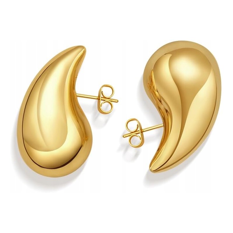 Duże kolczyki krople łezki kropelki sztyfty pozłacane tears stal szlachetna