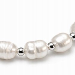 Bransoletka damska biała masa perłowa szlachetna stal chirurgiczna 316L