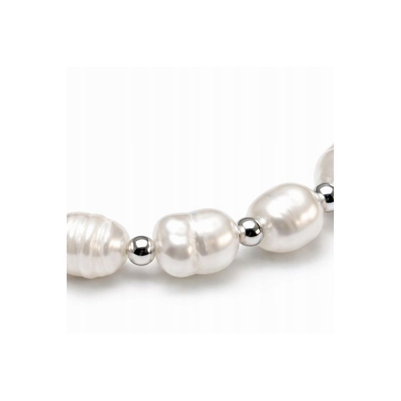Bransoletka damska biała masa perłowa szlachetna stal chirurgiczna 316L