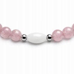 Bransoletka damska kwarc różowy szlachetna stal chirurgiczna 316L