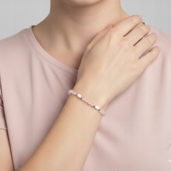 Bransoletka damska kwarc różowy szlachetna stal chirurgiczna 316L