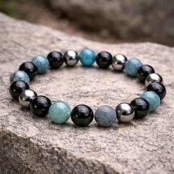 Bransoletka damska hermatyt apatyt turmalin regulowana