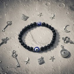 Bransoletka damska turmalin oko proroka regulowana stal chirurgiczna 316L