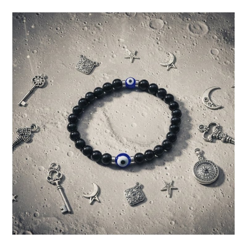 Bransoletka damska turmalin oko proroka regulowana stal chirurgiczna 316L