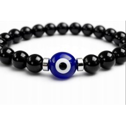 Bransoletka damska turmalin oko proroka regulowana stal chirurgiczna 316L