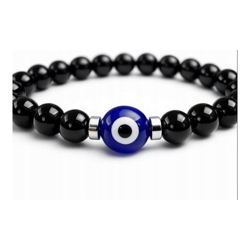 Bransoletka damska turmalin oko proroka regulowana stal chirurgiczna 316L