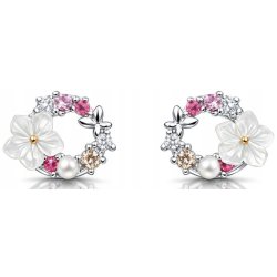 Srebrne kolczyki kwiatki kółka srebro próba 925 sztyfty wkrętki