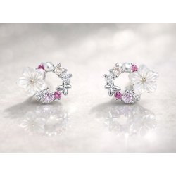 Srebrne kolczyki kwiatki kółka srebro próba 925 sztyfty wkrętki
