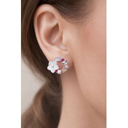 Srebrne kolczyki kwiatki kółka srebro próba 925 sztyfty wkrętki