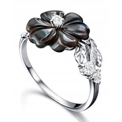 Pierścionek srebrny regulowany damski srebro próba 925 kwiat z cyrkonią