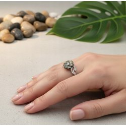 Pierścionek srebrny regulowany damski srebro próba 925 kwiat z cyrkonią