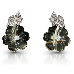 Srebrne kolczyki wiszące kwiatki z cyrkonią damskie srebro 925 angielskie