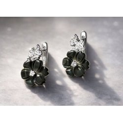 Srebrne kolczyki wiszące kwiatki z cyrkonią damskie srebro 925 angielskie