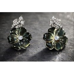 Srebrne kolczyki wiszące kwiatki z cyrkonią damskie srebro 925 angielskie