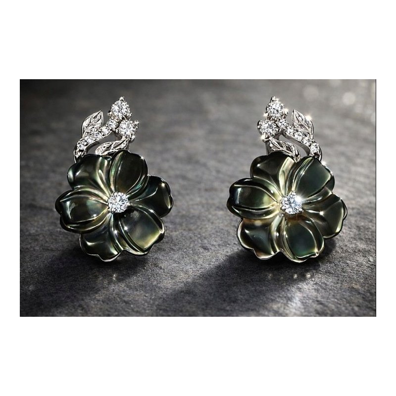 Srebrne kolczyki wiszące kwiatki z cyrkonią damskie srebro 925 angielskie
