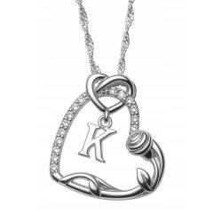 Srebrny Naszyjnik 925 Serce z Literką 585 Kwiat Życia Róża Litera K