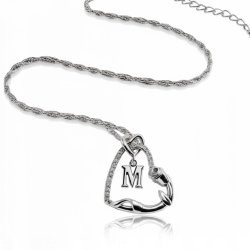 Srebrny Naszyjnik 925 Serce z Literką 585 Kwiat Życia Róża Litera M