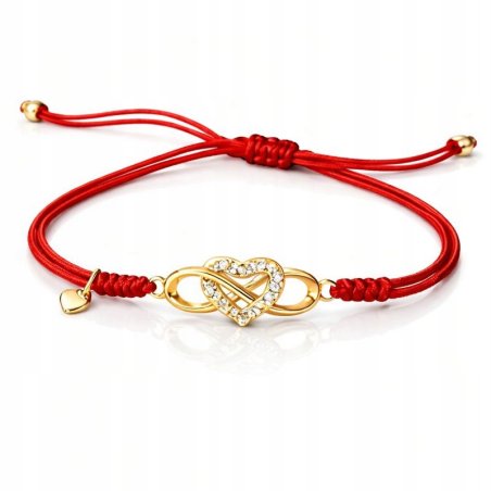 Bransoletka damska srebrna pozłacana serce znak nieskończoności srebro 925