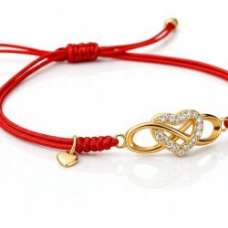 Bransoletka damska srebrna pozłacana serce znak nieskończoności srebro 925