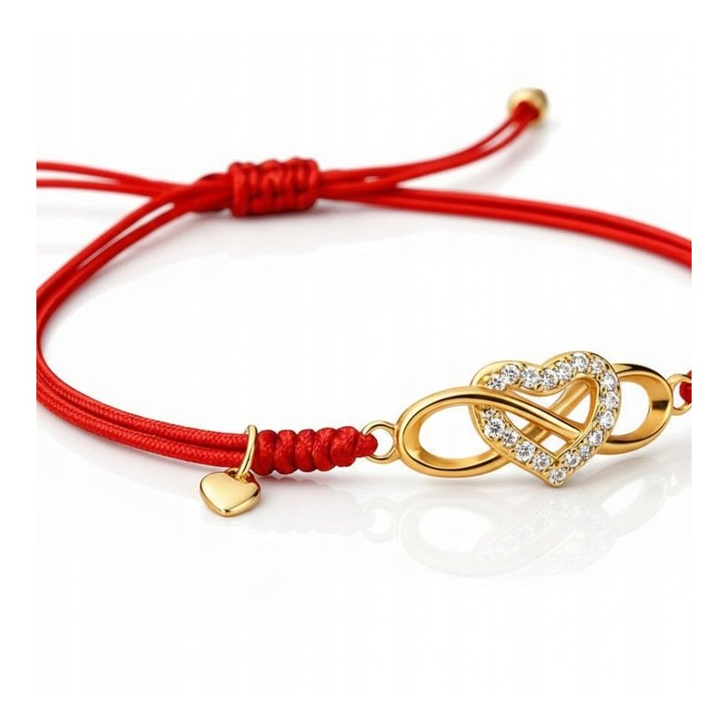 Bransoletka damska srebrna pozłacana serce znak nieskończoności srebro 925