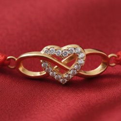 Bransoletka damska srebrna pozłacana serce znak nieskończoności srebro 925