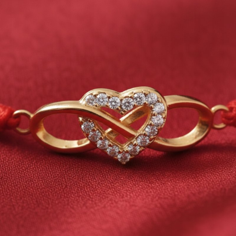 Bransoletka damska srebrna pozłacana serce znak nieskończoności srebro 925