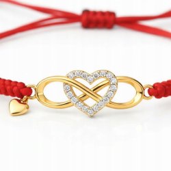 Bransoletka damska srebrna pozłacana serce znak nieskończoności srebro 925