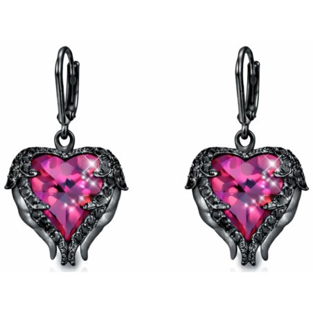 Duże kolczyki srebrne wiszące serca kolczyki srebro próba 925 angielskie