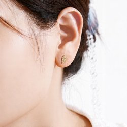 Kolczyki damskie pozłacane listki sztyft wkrętki srebro próba 925