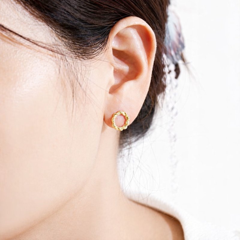 Kolczyki srebrne pozłacane koła sztyfty cyrkonie srebro 925 eleganckie