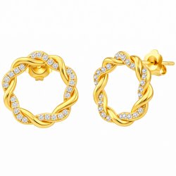 Kolczyki srebrne pozłacane koła sztyfty cyrkonie srebro 925 eleganckie