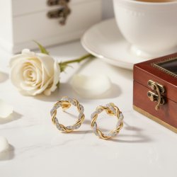 Kolczyki srebrne pozłacane koła sztyfty cyrkonie srebro 925 eleganckie