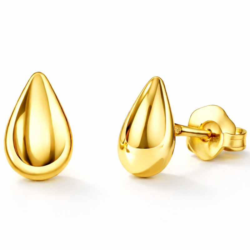 Srebrne pozłacane kolczyki sztyfty wkrętki małe krople srebro próba 925