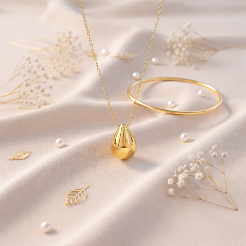 Naszyjnik srebrny pozłacany łezka kropla łańcuszek srebro próba 925