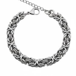 Bransoletka srebrna męska splot królewski 21 cm stal szlachetna 316L
